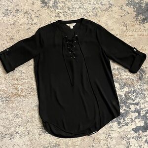 Decree Black Lace-Up Blouse